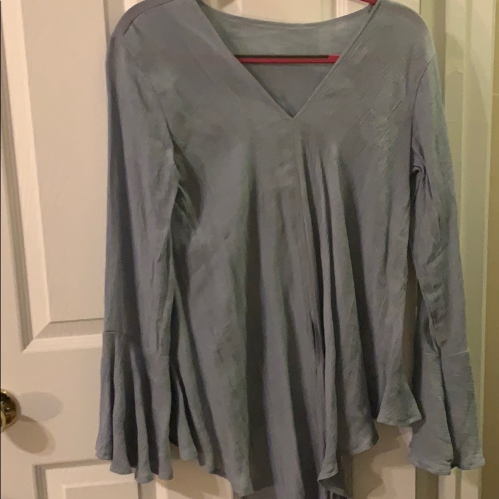 Blue top with bell sleeves